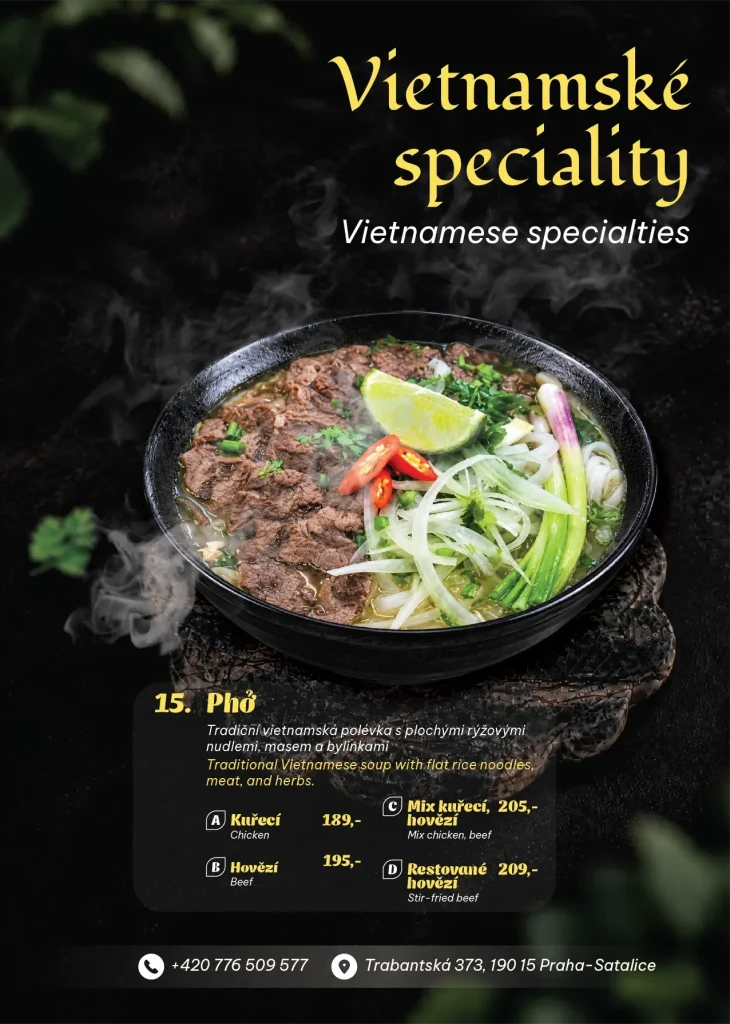 Jídelní lístek – Vietnamské speciality