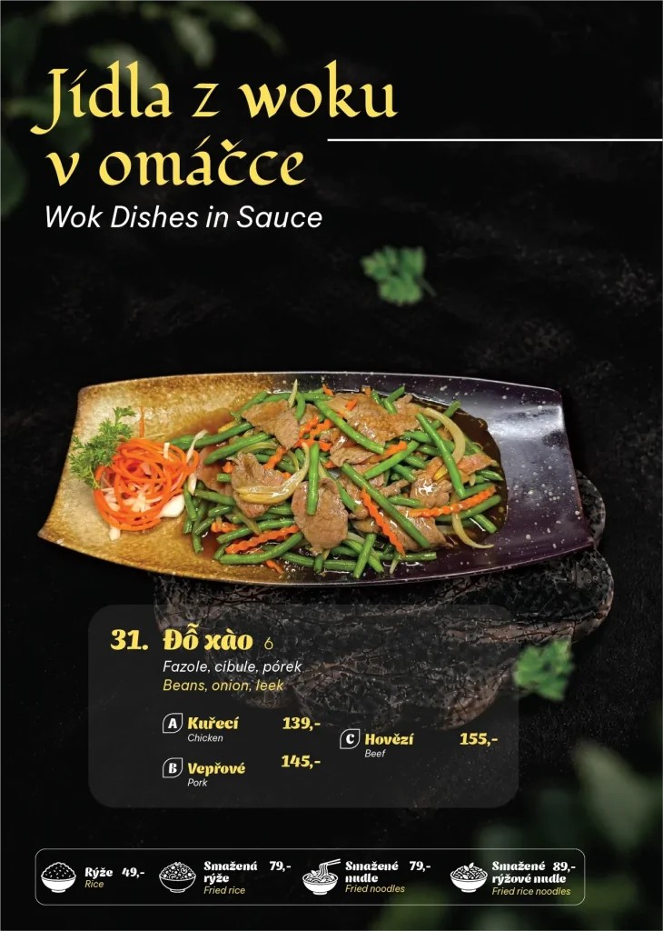 Jídelní lístek – Jídla z woku v omáčce