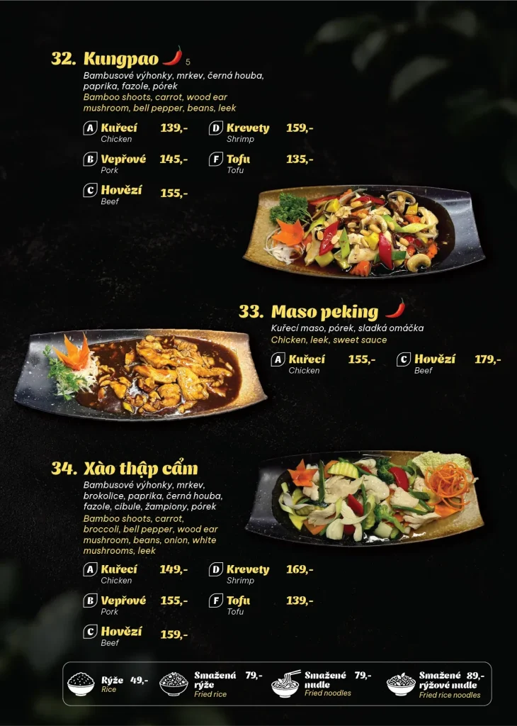 Jídelní lístek – Wok v omáčce 32–34