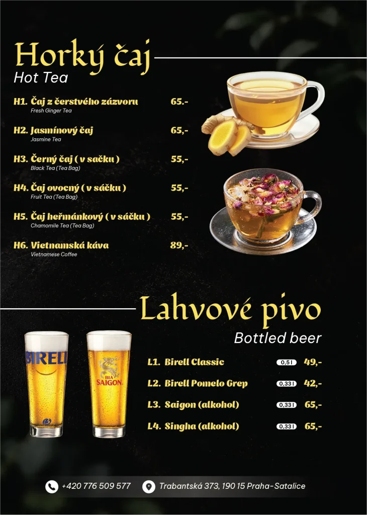 Jídelní lístek – Horký čaj